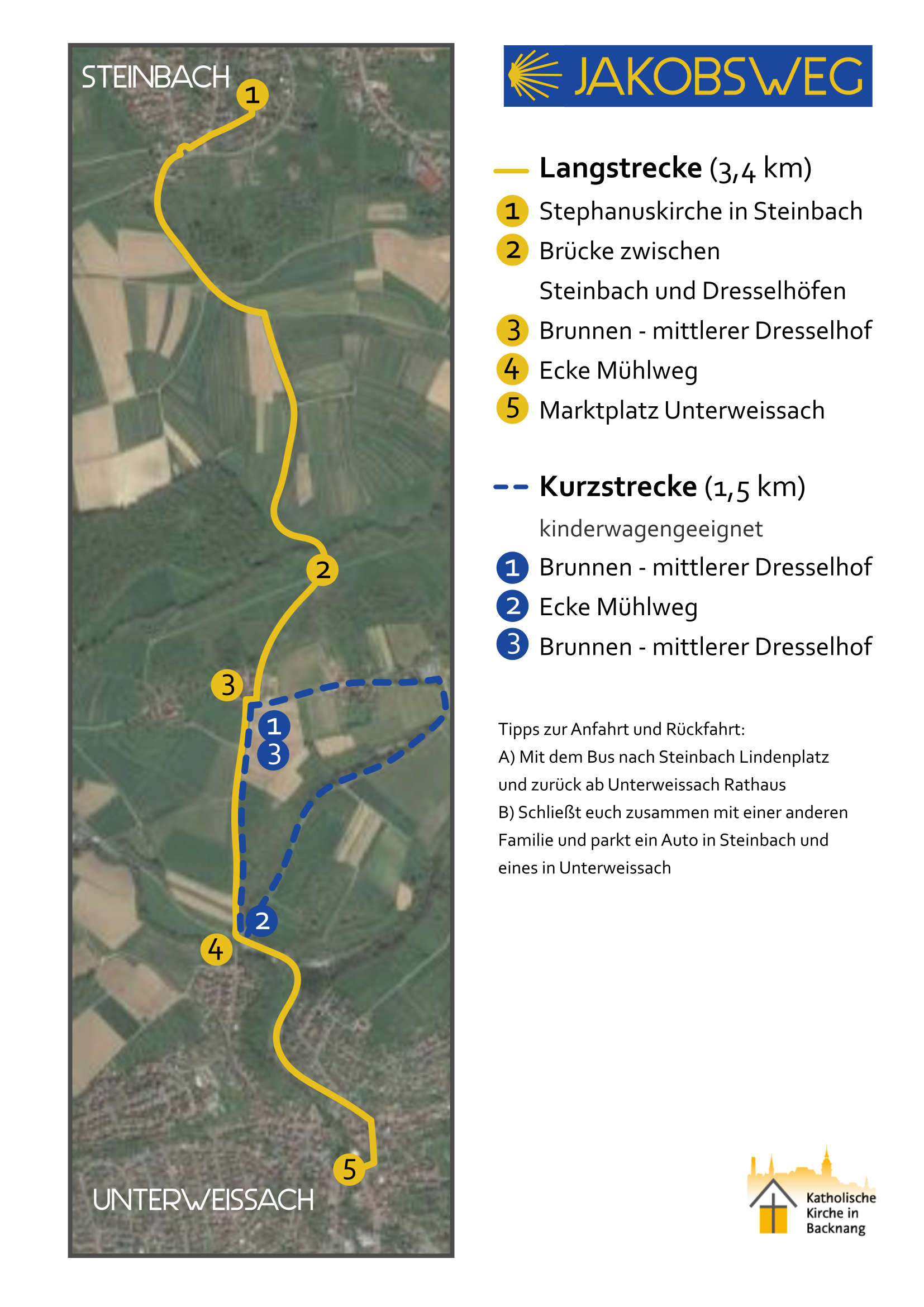 Map with higlighted routes and description