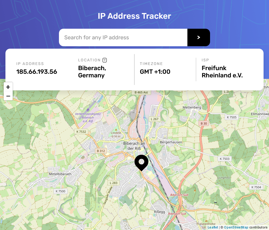 ip address tracker screenshot